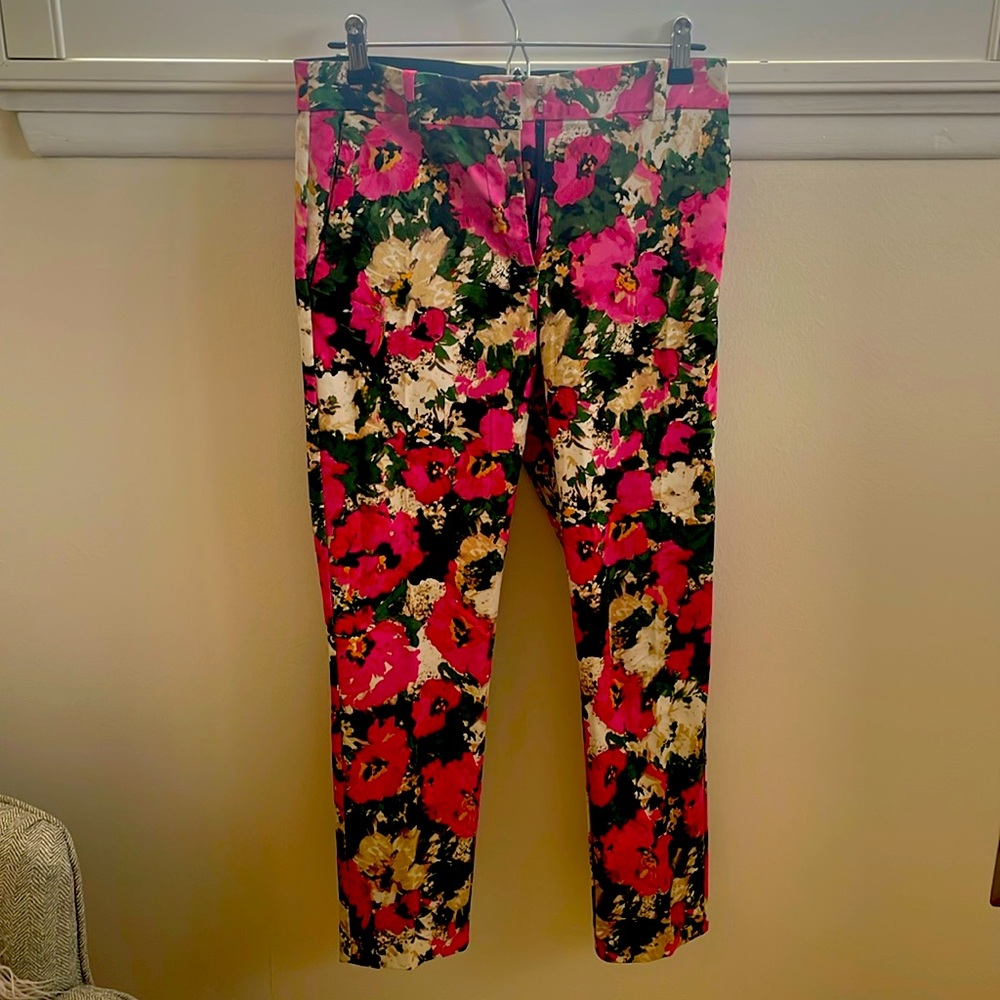 Bright floral ankle pants